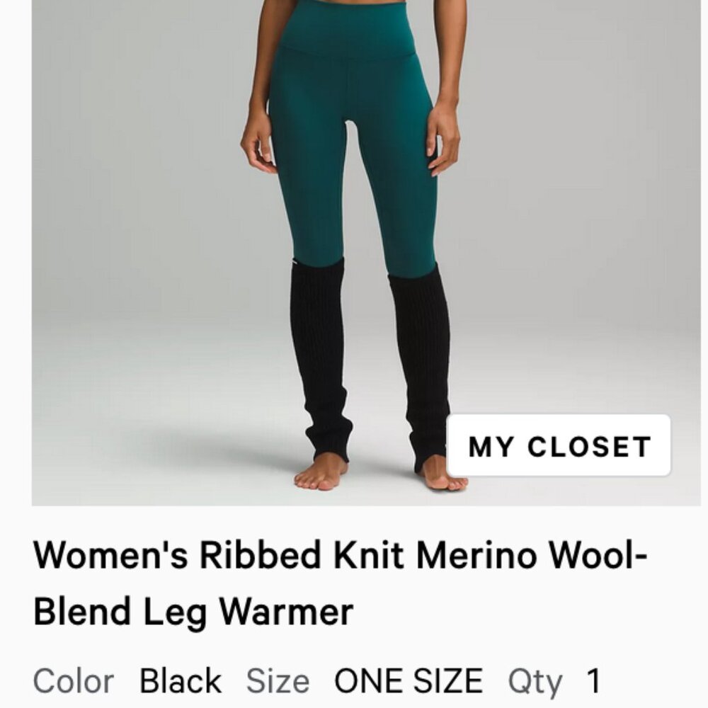 NWT Lululemon Women's Ribbed Knit Merino Wool-Blend Leg Warmer BLACK